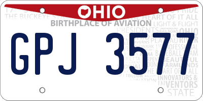 OH license plate GPJ3577