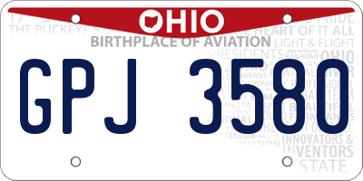 OH license plate GPJ3580