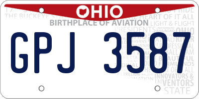 OH license plate GPJ3587