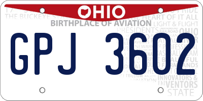 OH license plate GPJ3602