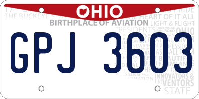 OH license plate GPJ3603