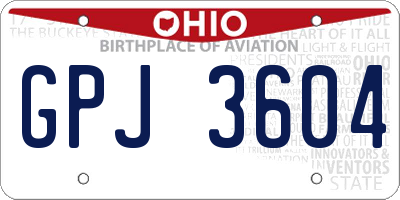 OH license plate GPJ3604