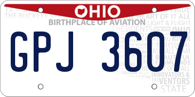 OH license plate GPJ3607