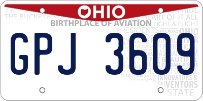 OH license plate GPJ3609
