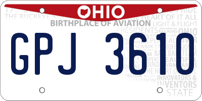 OH license plate GPJ3610