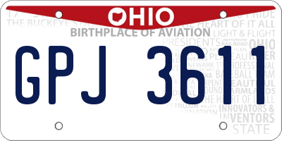 OH license plate GPJ3611