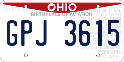 OH license plate GPJ3615