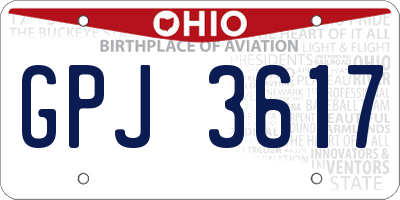 OH license plate GPJ3617