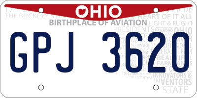OH license plate GPJ3620
