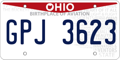 OH license plate GPJ3623