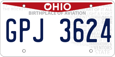 OH license plate GPJ3624