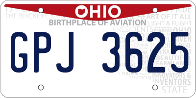 OH license plate GPJ3625