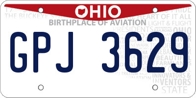 OH license plate GPJ3629