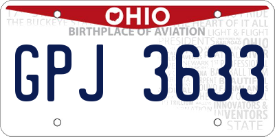 OH license plate GPJ3633