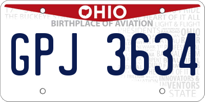 OH license plate GPJ3634