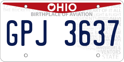OH license plate GPJ3637