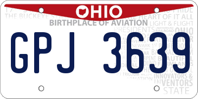 OH license plate GPJ3639