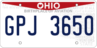 OH license plate GPJ3650