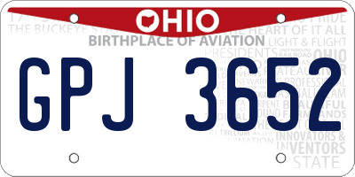OH license plate GPJ3652