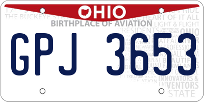 OH license plate GPJ3653
