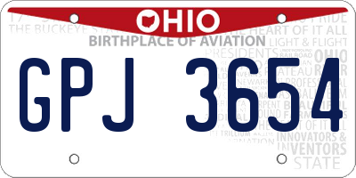 OH license plate GPJ3654