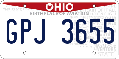 OH license plate GPJ3655