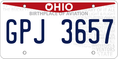 OH license plate GPJ3657