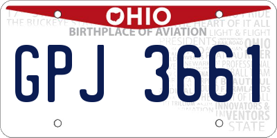 OH license plate GPJ3661