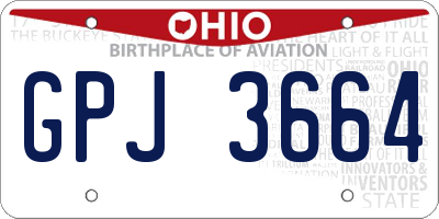 OH license plate GPJ3664