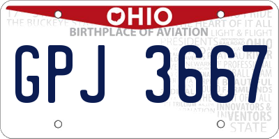 OH license plate GPJ3667