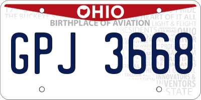 OH license plate GPJ3668