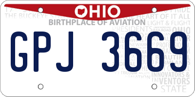 OH license plate GPJ3669