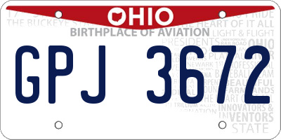 OH license plate GPJ3672