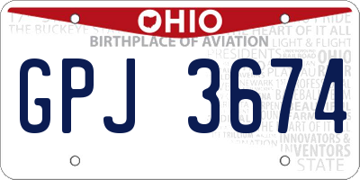 OH license plate GPJ3674