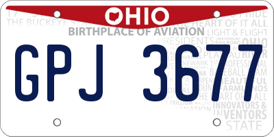 OH license plate GPJ3677