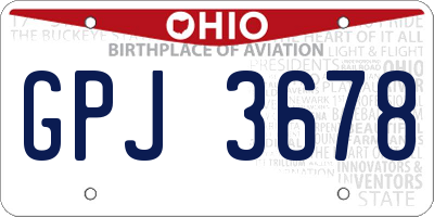 OH license plate GPJ3678