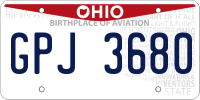 OH license plate GPJ3680