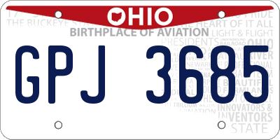 OH license plate GPJ3685