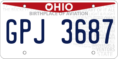 OH license plate GPJ3687