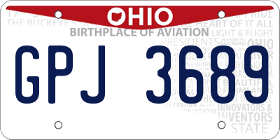 OH license plate GPJ3689