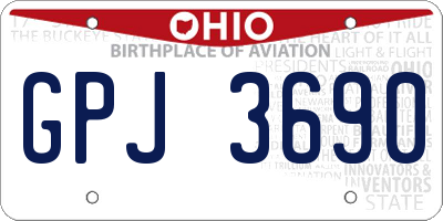 OH license plate GPJ3690