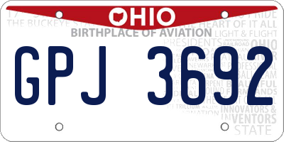 OH license plate GPJ3692