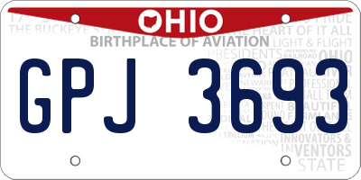 OH license plate GPJ3693