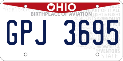OH license plate GPJ3695