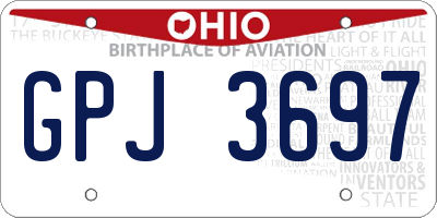 OH license plate GPJ3697
