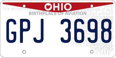 OH license plate GPJ3698