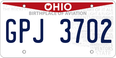 OH license plate GPJ3702