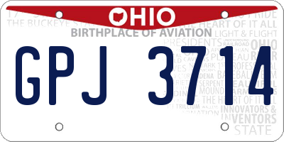 OH license plate GPJ3714
