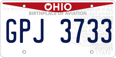 OH license plate GPJ3733
