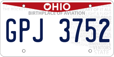 OH license plate GPJ3752